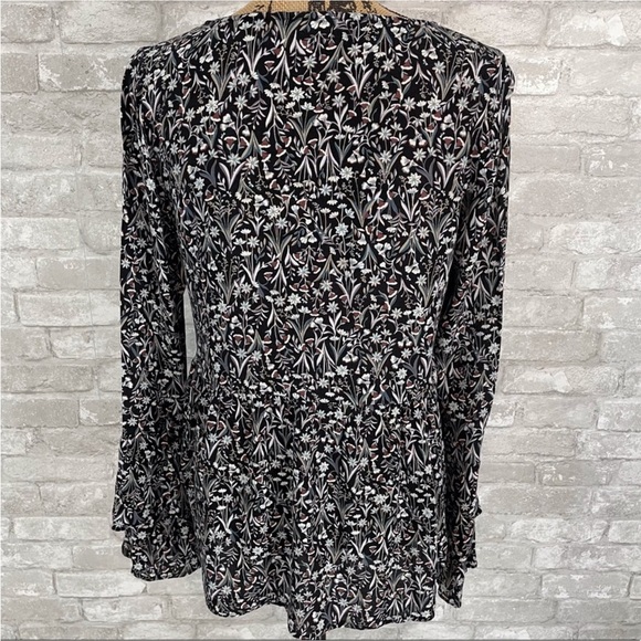 Hinge Black Floral Bell Sleeve Blouse - Picture 2 of 5